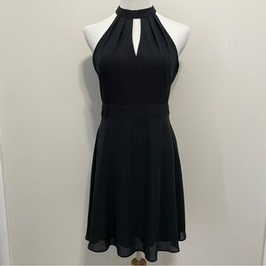 Express Black Fit and Flare Halter Cocktail Mini Dress Keyhole Front Size 8